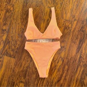 NWOT Aerie Orange Ribbed High Waisted Bikini XS